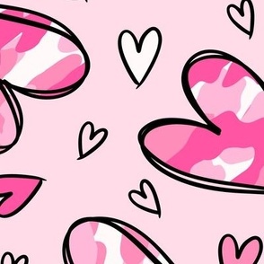 Camo Hearts in Pink (Large Scale) 
