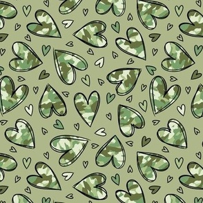 Camo Hearts in Green  (Small Scale) 