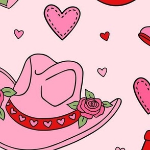 Cowgirl Valentines: Pink and Red on Pink (Extra Large Scale)