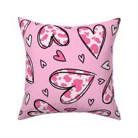 Cow Print Hearts: Pink on Pink (Large Scale)