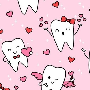 Valentines Teeth on Dark Pink (Large Scale)