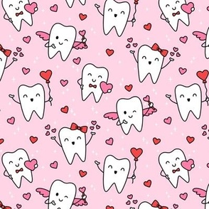 Valentines Teeth on Dark Pink (Medium Scale)