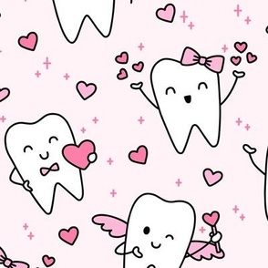 Valentines Teeth on Light Pink (Large Scale)