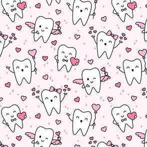 Valentines Teeth on Light Pink (Medium Scale)