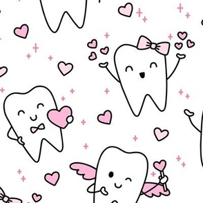 Valentines Teeth on White (Large Scale)