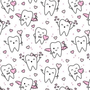 Valentines Teeth on White (Medium Scale)