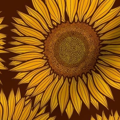 My happy healing warm yellow and brown sunflowers 12" 