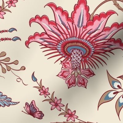 Indian floral Stylized Passion flower Krishna kamal elegant intricate traditional heritage revival