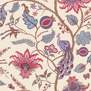 Indian floral Stylized Passion flower Krishna kamal elegant intricate traditional heritage revival