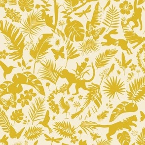 Jungle Pattern - Jungle Animal Print - Yellow and Cream