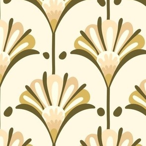 Warm yellow floral wallpaper Large