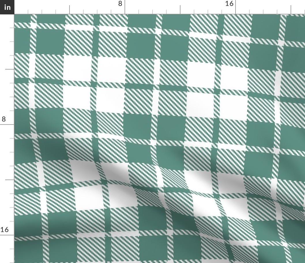 Small // Spruce Green Cozy Plaid on White