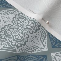 Traditional Block Print Design with Modern Color palette of Blue  Grey Hues
