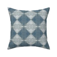 Traditional Block Print Design with Modern Color palette of Blue  Grey Hues
