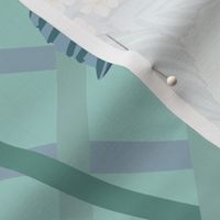 Hydrangea Lattice - cream wintergreen mint teal blue - XL Scale