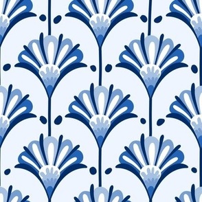 vibrant blue and white floral wallpaper medium