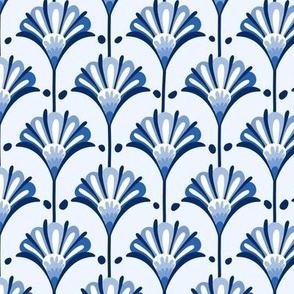 vibrant blue and white floral wallpaper small