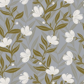 Peaceful Wildflowers in Grey, Ivory and Sage Green