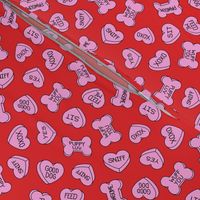 Doggy Valentine Conversation Hearts - Love - Bold Pink on Red - LAD23