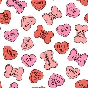 Doggy Valentine Conversation Hearts - Love - Multi Red and Pink - LAD23