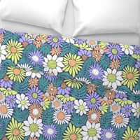All The Flowers - _ All The Flowers - Modern Florals in  Lime yellow, Lilac, Peach fuzz, Teal, White