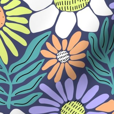 All The Flowers - _ All The Flowers - Modern Florals in  Lime yellow, Lilac, Peach fuzz, Teal, White