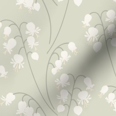 Lily of the Valley large 12 wallpaper scale in soft grey by Pippa Shaw