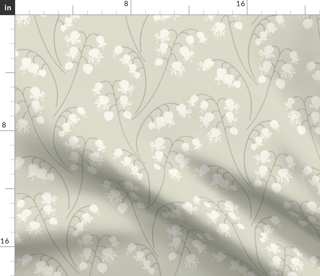 Lily of the Valley large 12 wallpaper scale in soft grey by Pippa Shaw