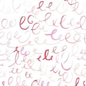 love letter scribbles - pink red 10.5in fabric 24in wallpaper