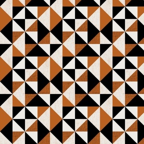 (M) Rustic triangles mid century style orange black and white
