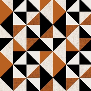 (L) Rustic triangles mid century style orange black and white