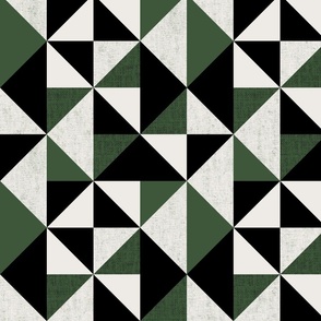 (L) Rustic triangles mid century style green black and white