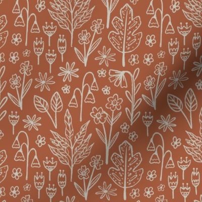 Line Art Botanical | SM Scale | Rust Red, White