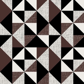 (L) Rustic triangles mid century style brown black and white
