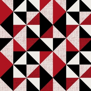 (L) Rustic triangles mid century style red black and white