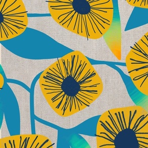Bright naive flower pattern on canva background