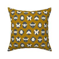 Gold Insect Pattern - Butterfly, Bee, Moth, Dragonfly 