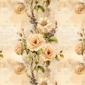 Cream Roses on Paper - small