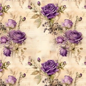 Purple Roses on Paper - small