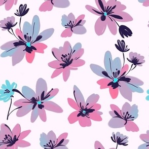 Pink blue floral pattern