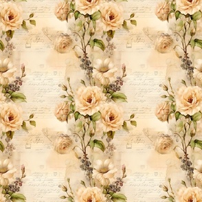 Cream Roses on Paper - medium