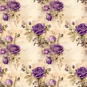 Purple Roses on Paper - medium