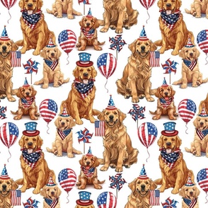 (S) American Patriot Dogs Golden Retriever 