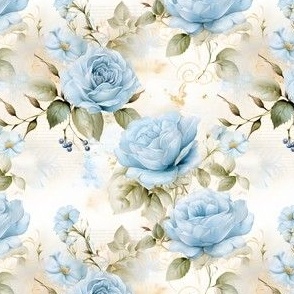 Light Blue Roses on Paper - small