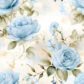Light Blue Roses on Paper - medium