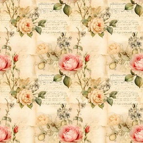 Pink & Yellow Roses on Paper - medium