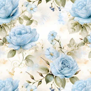 Light Blue Roses on Paper - large