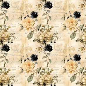 Black & Ivory Roses on Paper - medium