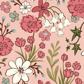 Everlasting friendship floriography wildflowers in pinks, large scale