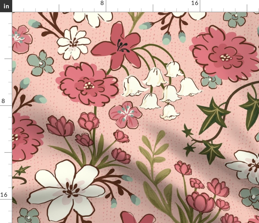 Everlasting friendship floriography wildflowers in pinks, large scale